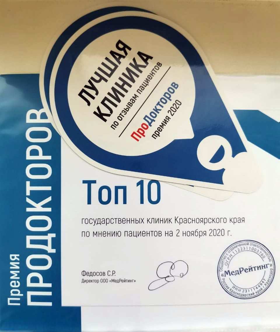 Больница на Кутузова стала победителем Всероссийской премии «ПроДокторов-2020»