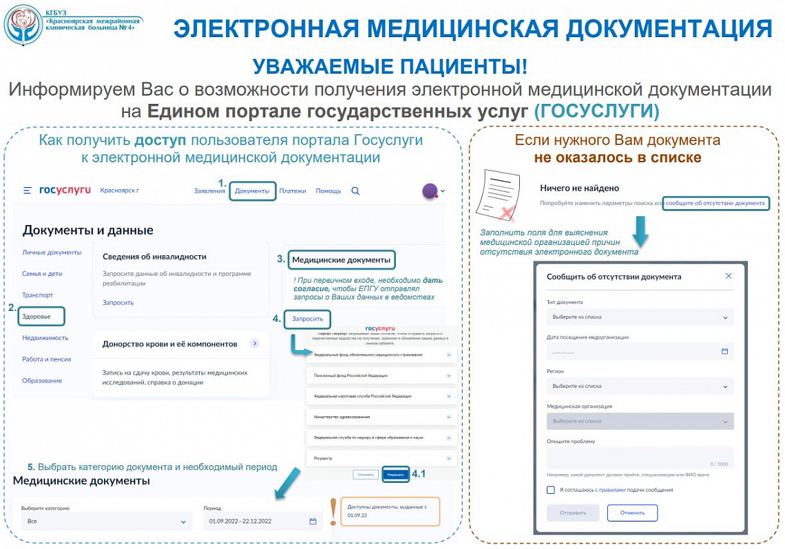 Получение электронных медицинских документов на портале Госуслуги